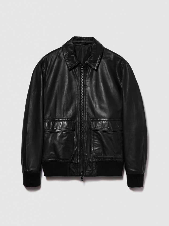 Leather jacket - men's jackets and coats - Black | Sisley image number 6